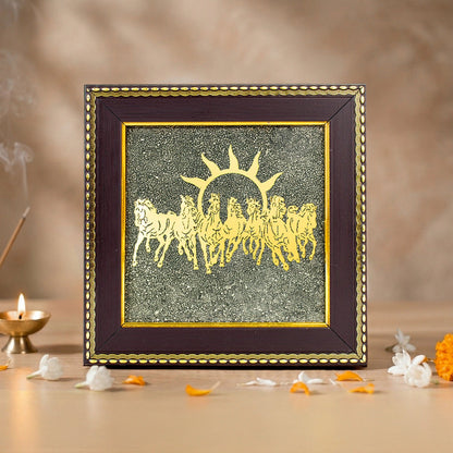 HEALING ZONE 7 Horses on Raw Pyrite Frame