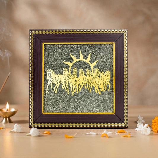 HEALING ZONE 7 Horses on Raw Pyrite Frame